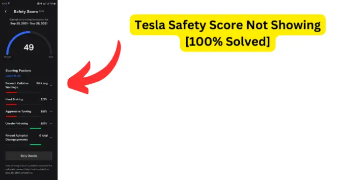 Tesla Safety Score Not Showing