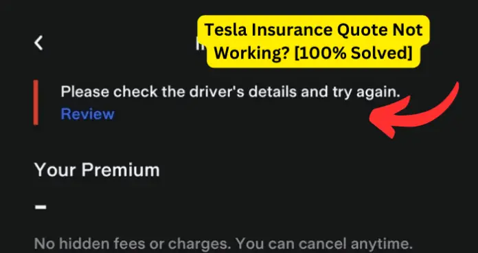 Tesla Insurance Quote Not Working
